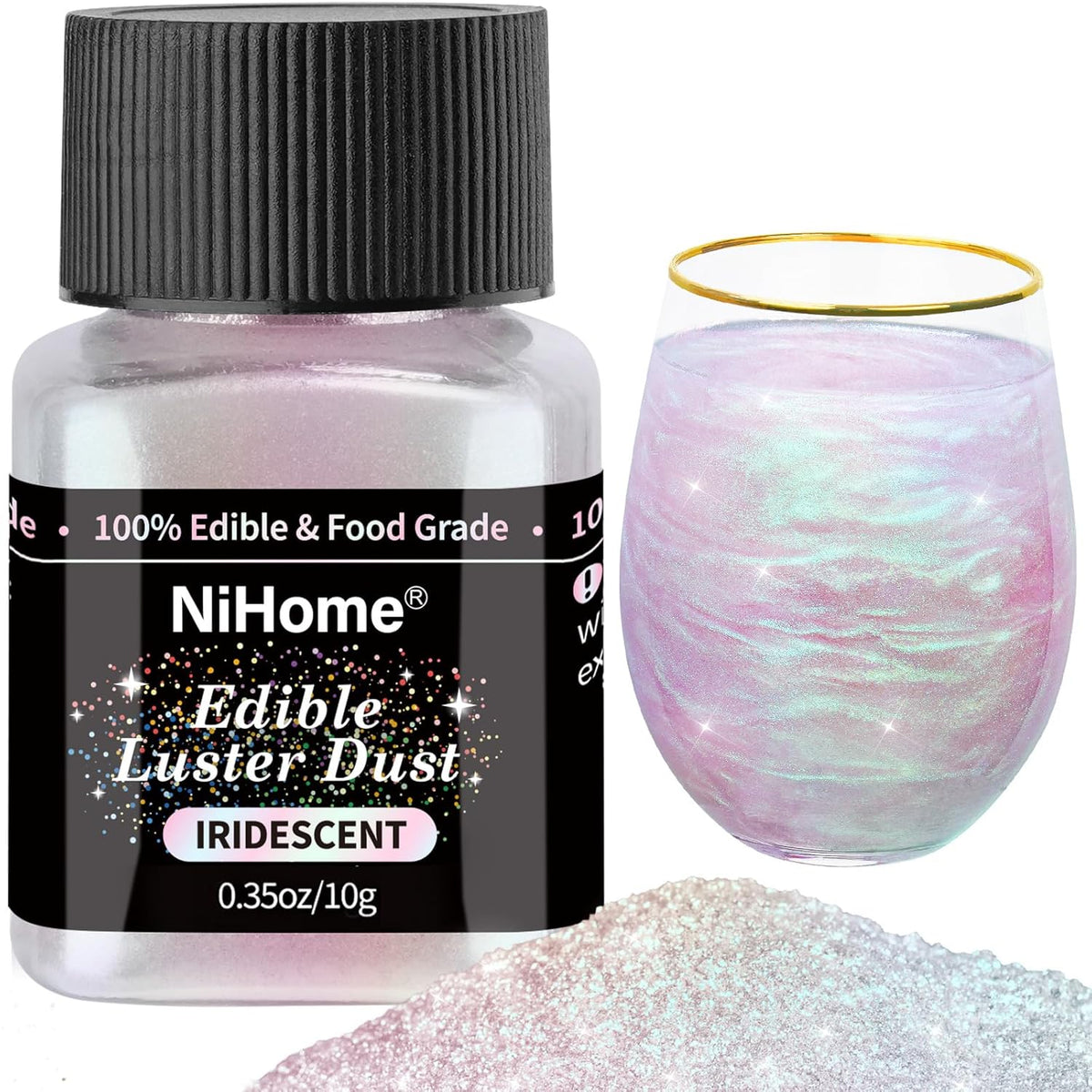NiHome Edible Food-Grade Glitter Powder Glimmer Luster Dust Metallic Fancy Food Decorating Sprinkle