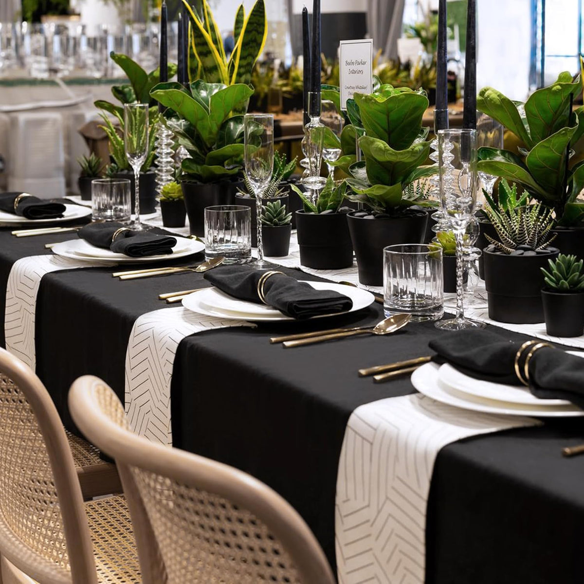 sancua 2 Pack Black Tablecloth 60 x 102 Inch, Rectangle 6 Feet Table Cloth - Stain and Wrinkle
