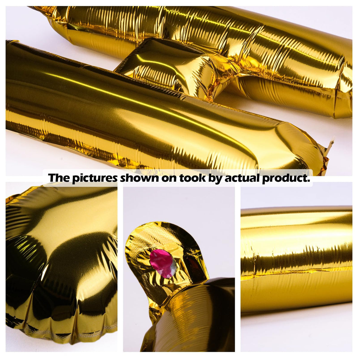 52Pcs 16 Inch Gold Letter Balloons, Reusable Shiny A-Z Foil Balloon Letters