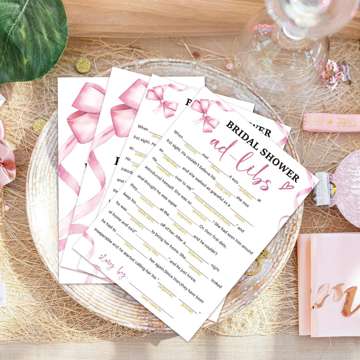Bridal Shower Games 30 Guests, Ad-Libs Bridal Shower Wedding Games for Reception, Rehearsal Dinner
