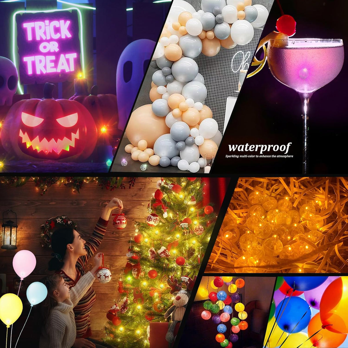 50pcs LED Orange Balloon Light Mini Tiny LED Light, Small Round Led Ball Lamp for Paper Lantern