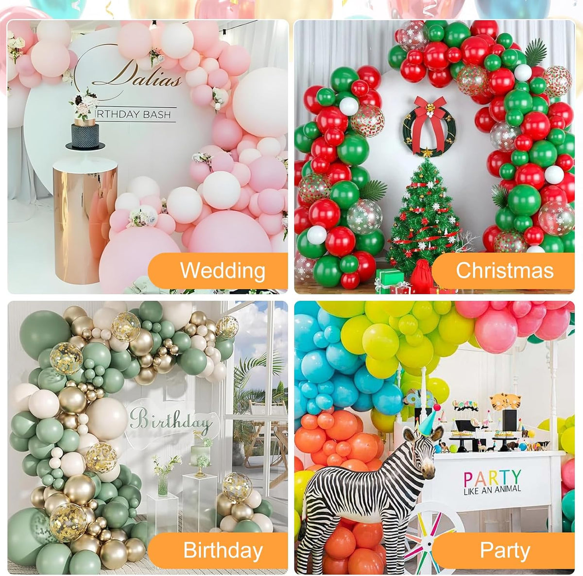 Balloon Arch Stand Kit 8.2ft and 5ft, Heavy Duty Base with Water Filling Bag, Bendable Half Arch