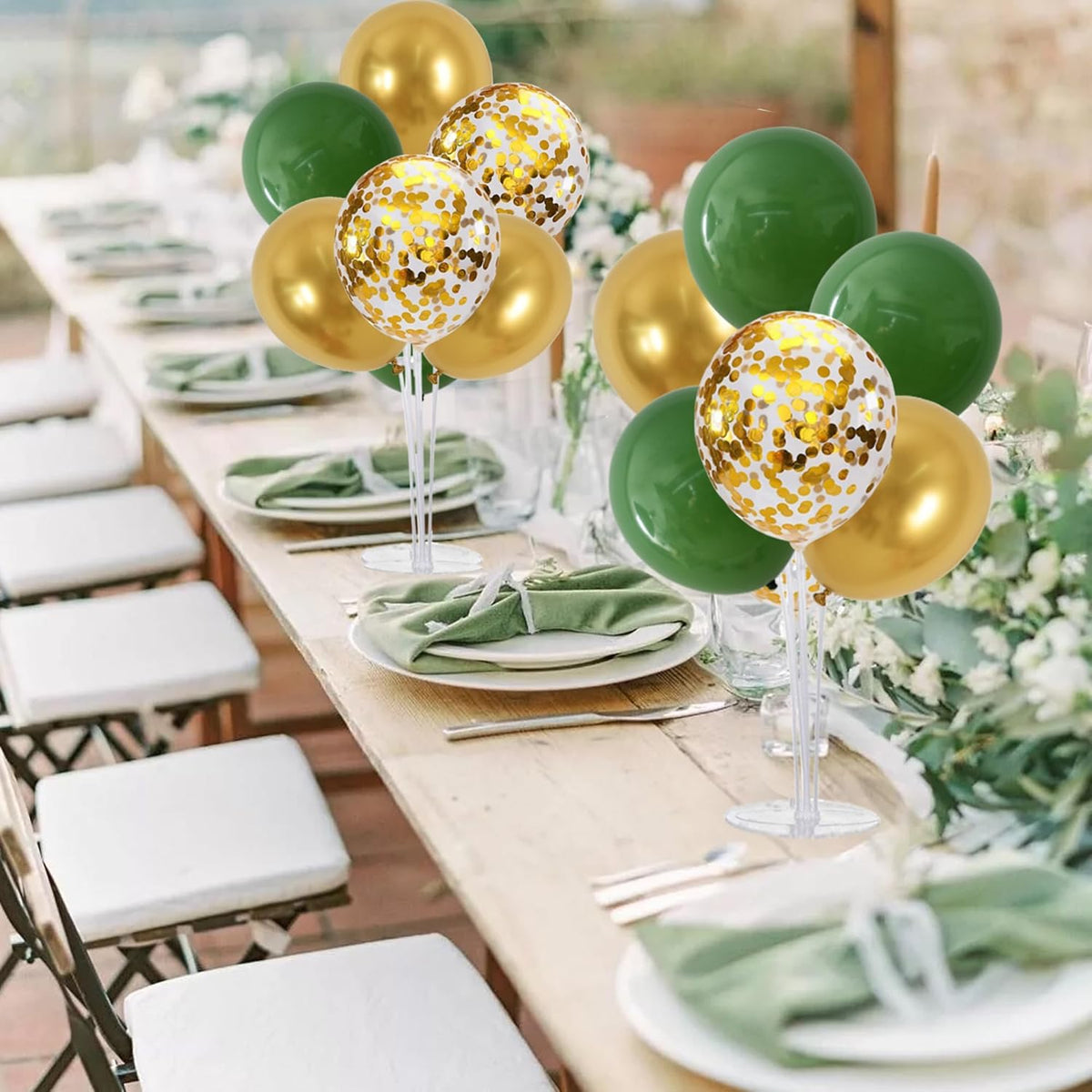 TONIFUL Sage Green and Gold Balloon Centerpieces for Table,Balloon Stand Centerpiece Table