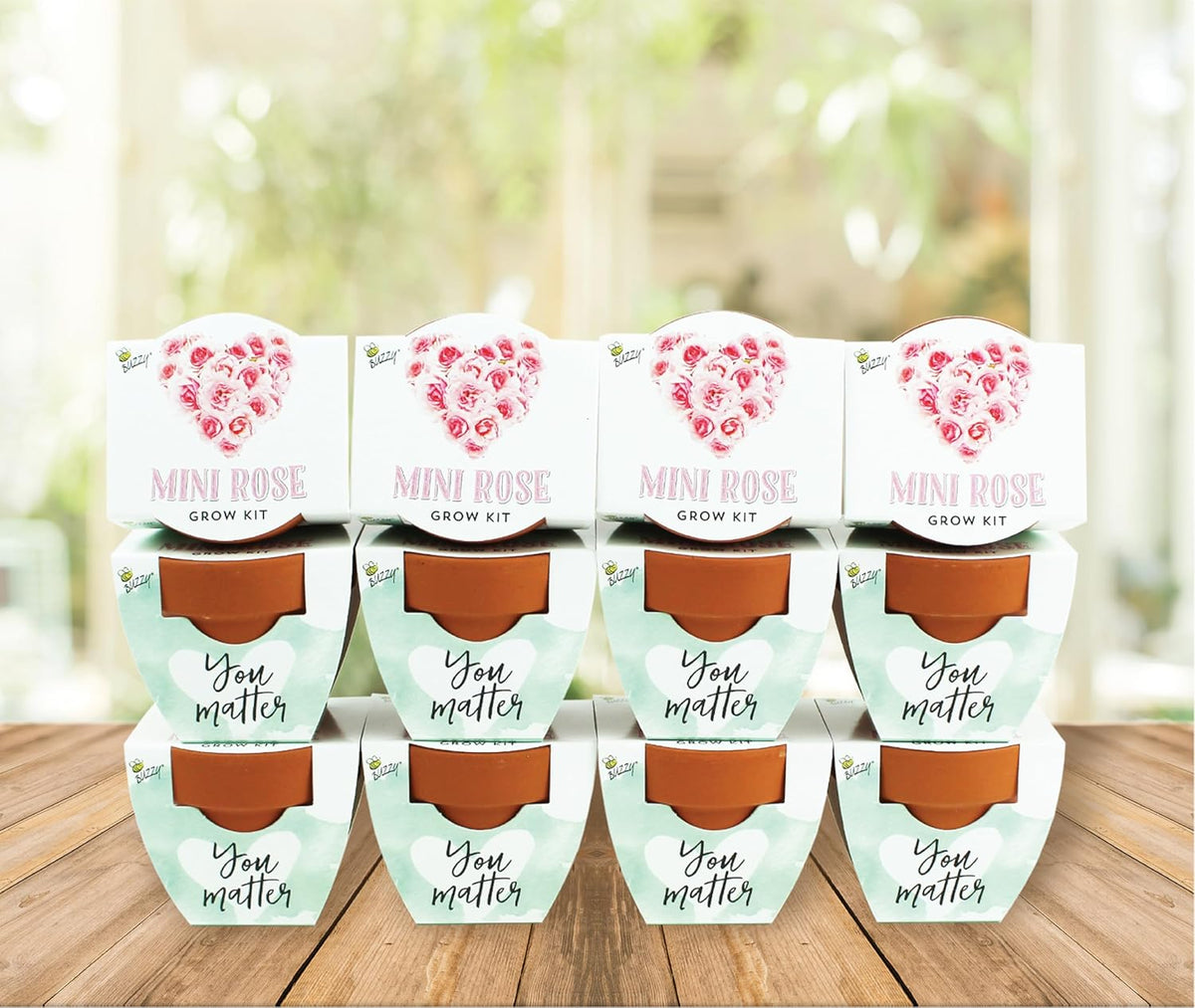BUZZY Seeds Love Collection Mini Rose Terracotta Grow Pots, 12-Pack Gardening Kit Ideal for Wedding