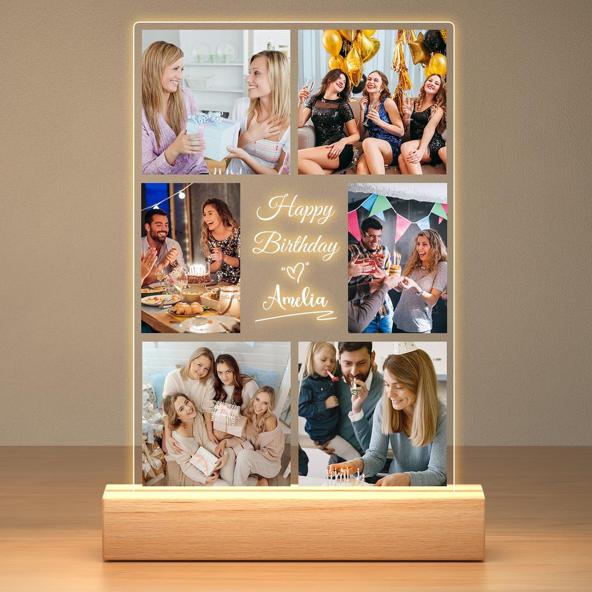 Custom Picture Frames with Photo, Personalized Collage Picture Frame with Night Light, Custom Photo