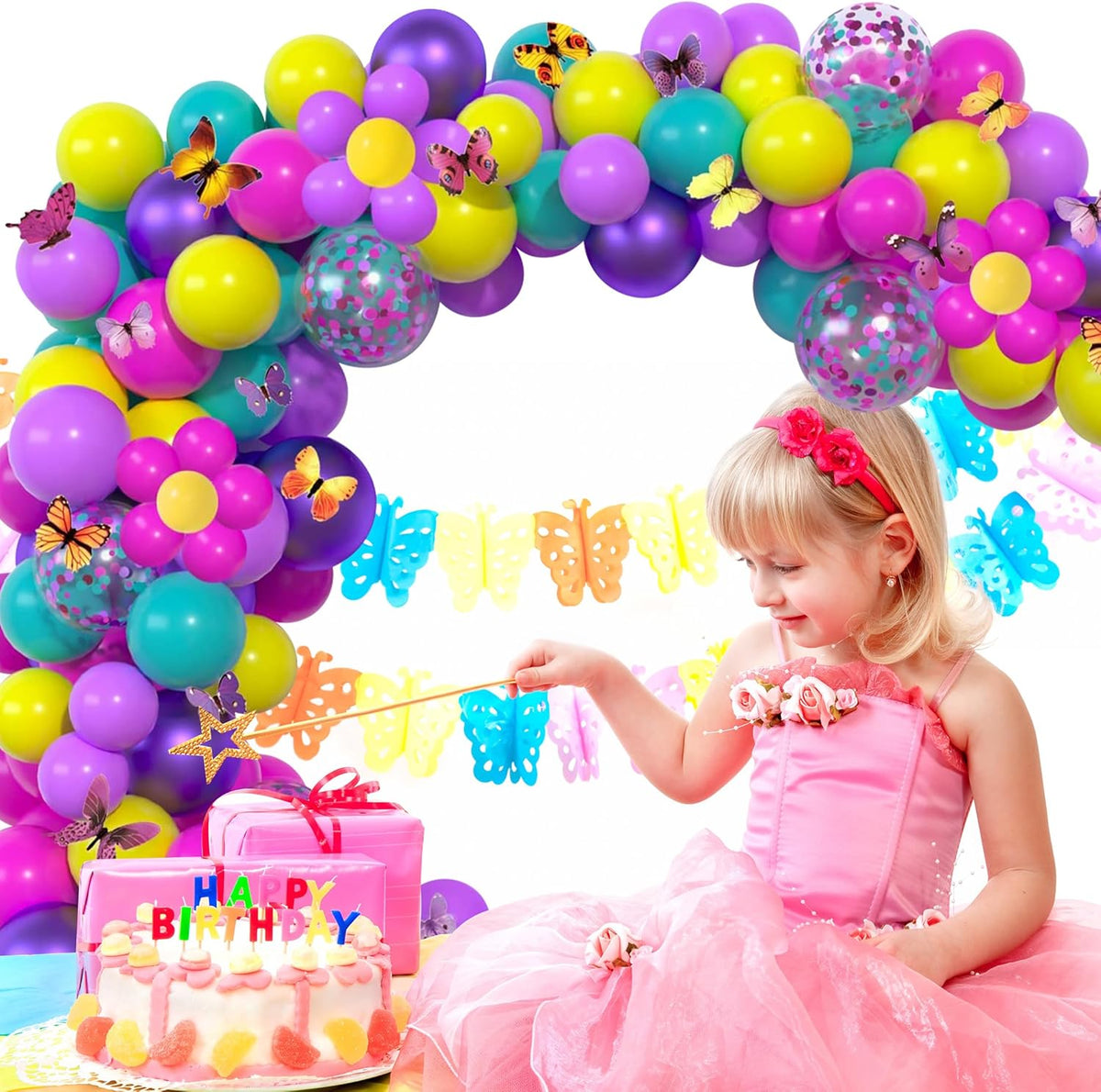 Togvu Pink Blue Purple Balloon, 60 Pcs 12 Inches Hot Pink Metallic Purple Teal Yellow Balloons