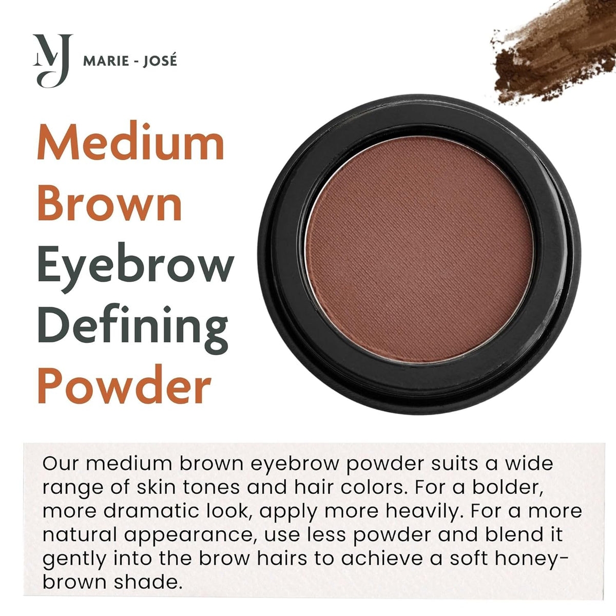 Marie-José Brow Powder – Medium Brown | Brown Eyebrow Powder, Vegan & Cruelty-Free | Highly