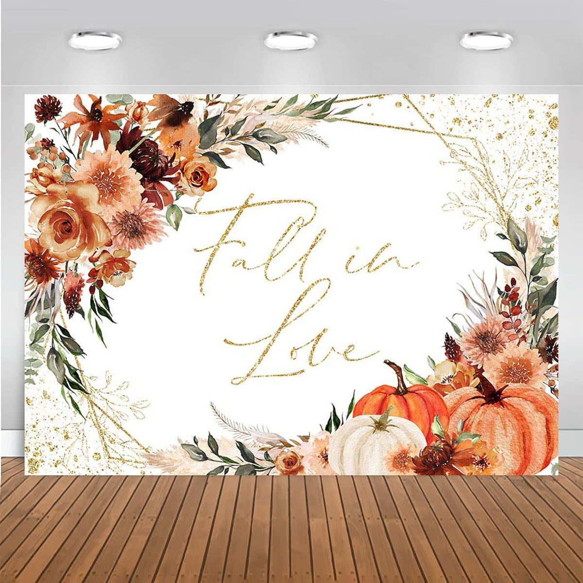 Mocsicka Fall in Love Bridal Shower Backdrop Boho Autumn Leaves Pumpkin Briddal Shower Party