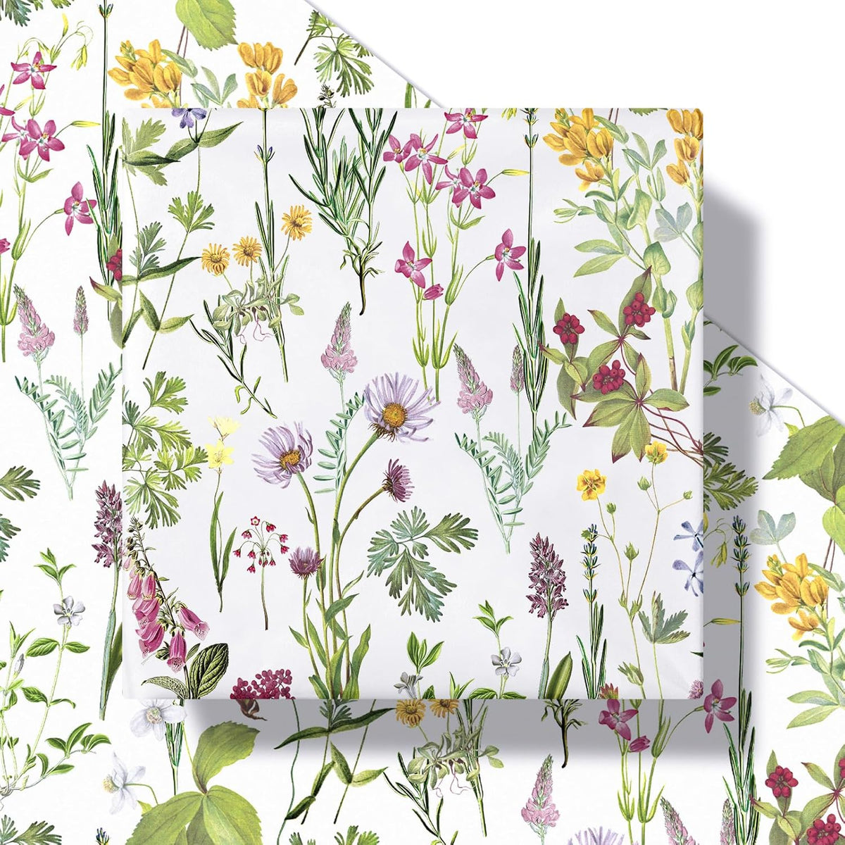 RUSPEPA Floral Wrapping Paper Roll for Women Girls, Mini Roll, Elegant Wild Flower Design Gift Wrap