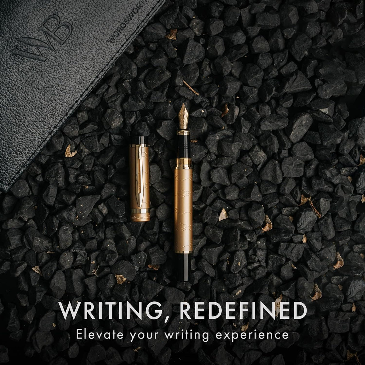 Wordsworth & Black Primori Fountain Pen Set [Stunning Gold]; Medium Nib, Gift Case, 24 Ink