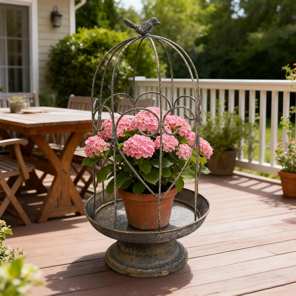 Rustic Farmhouse Metal Planter Holder Vintage Birdcage Candle Holder Distressed Deractive Flower