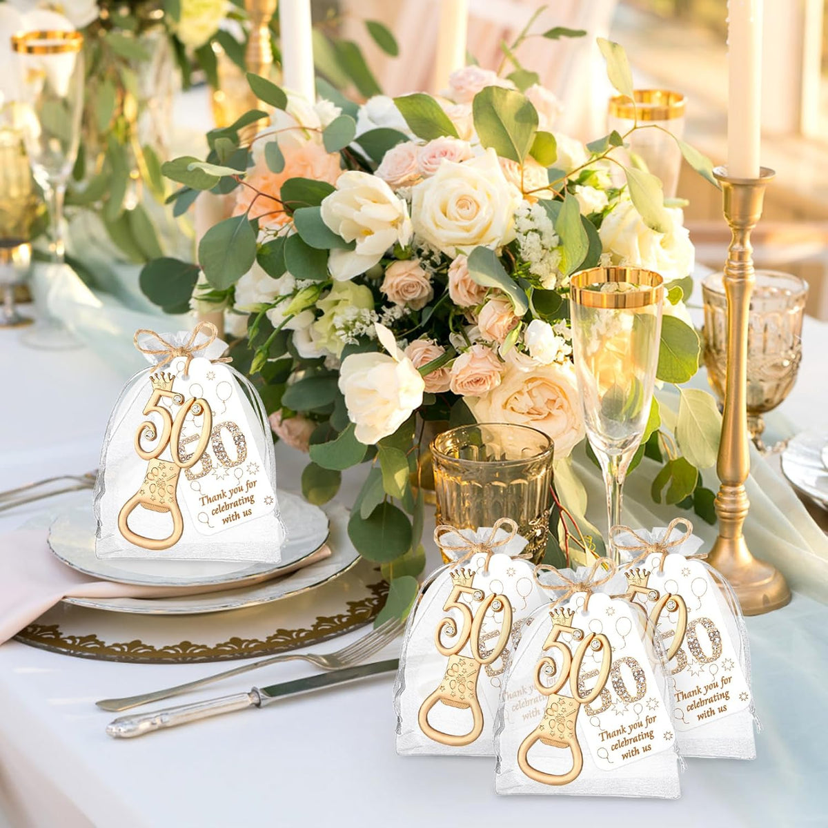 50Pcs 50th Birthday Bottle Opener Set 50th Birthday Party Favors 50th Golden Bottle Openers