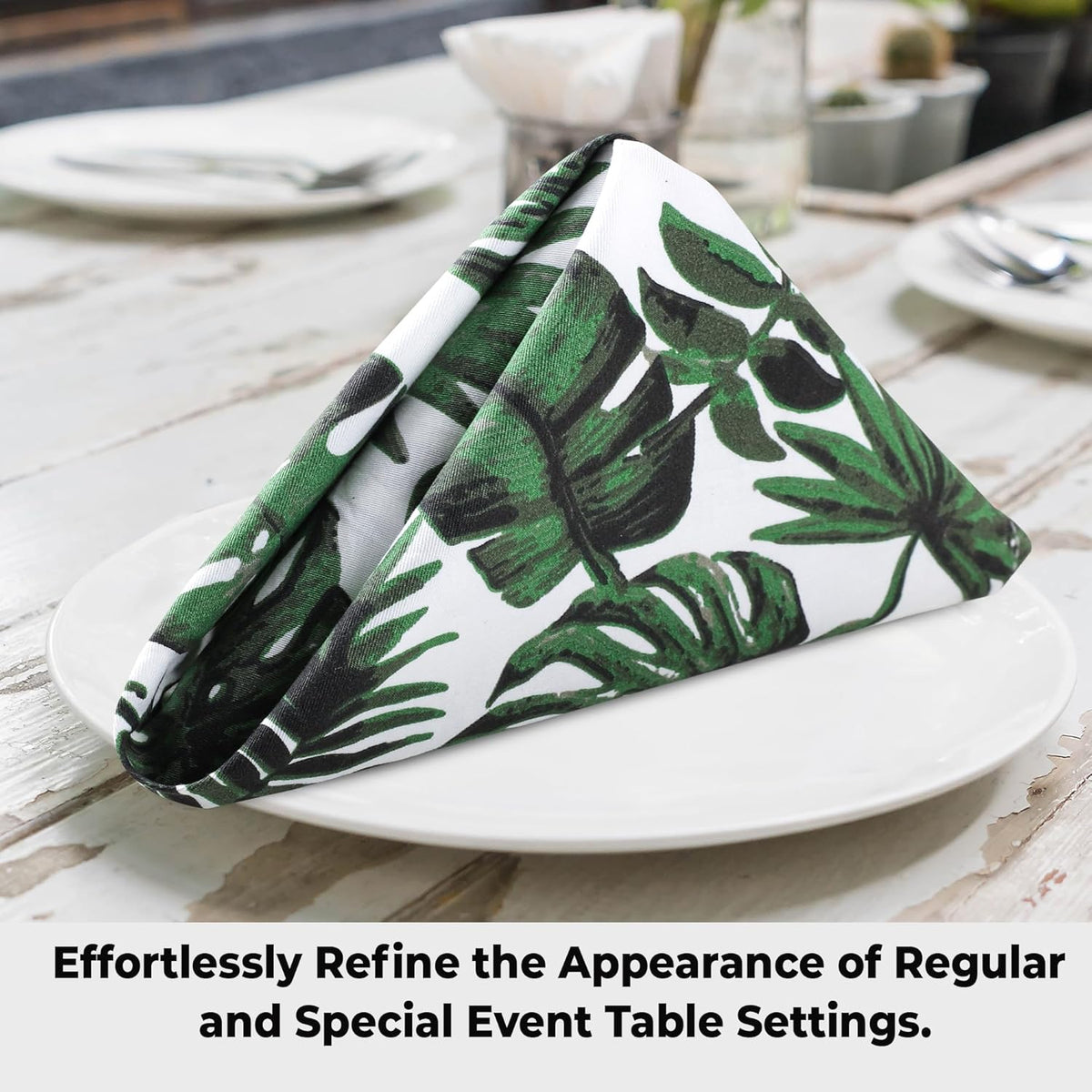 Urban Villa Cloth Napkins Tropical Print 100% Cotton Absorbent Dinner Napkins (Set of 12) Oversized
