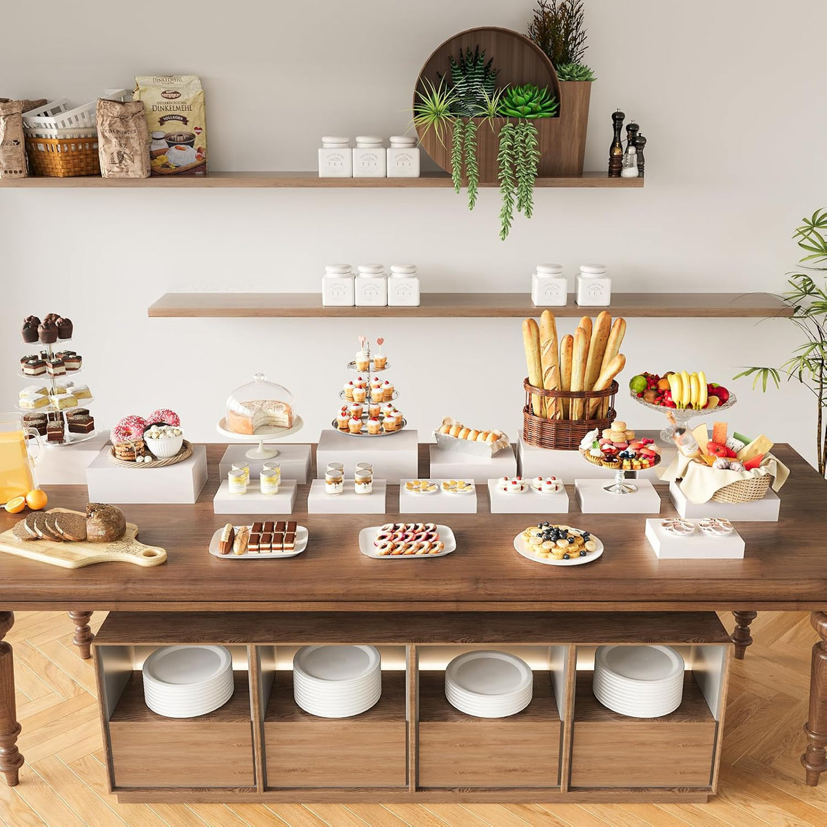 Buffet Risers, Food Risers for Buffet Table, Display Stand Shelf for Catering Dessert Collectibles
