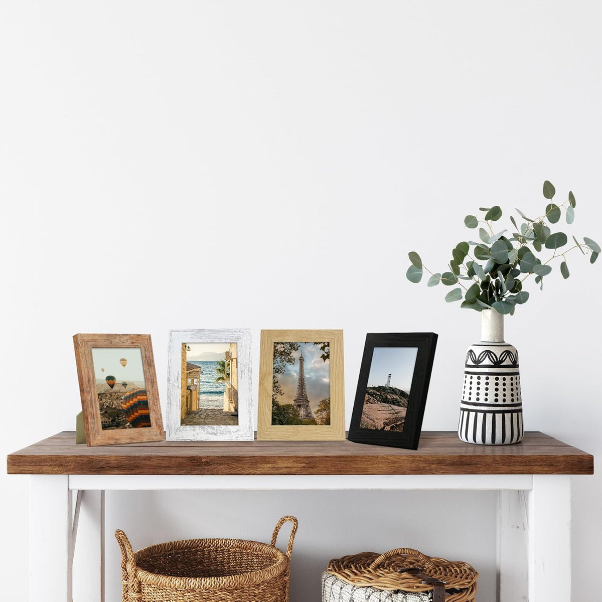 4x6 Picture Frame Set of 4, High Definition Real Glass 4 x 6 Photo Frames for Tabletop Display and