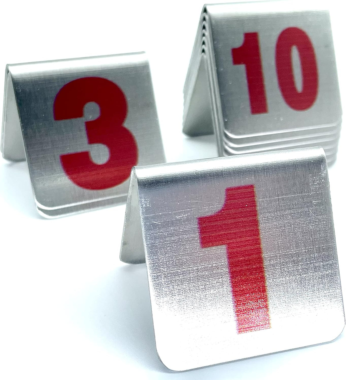 10 Pcs Metal Place Cards Stackable Tent Style Table Numbers，Place Card Holders for Celebration