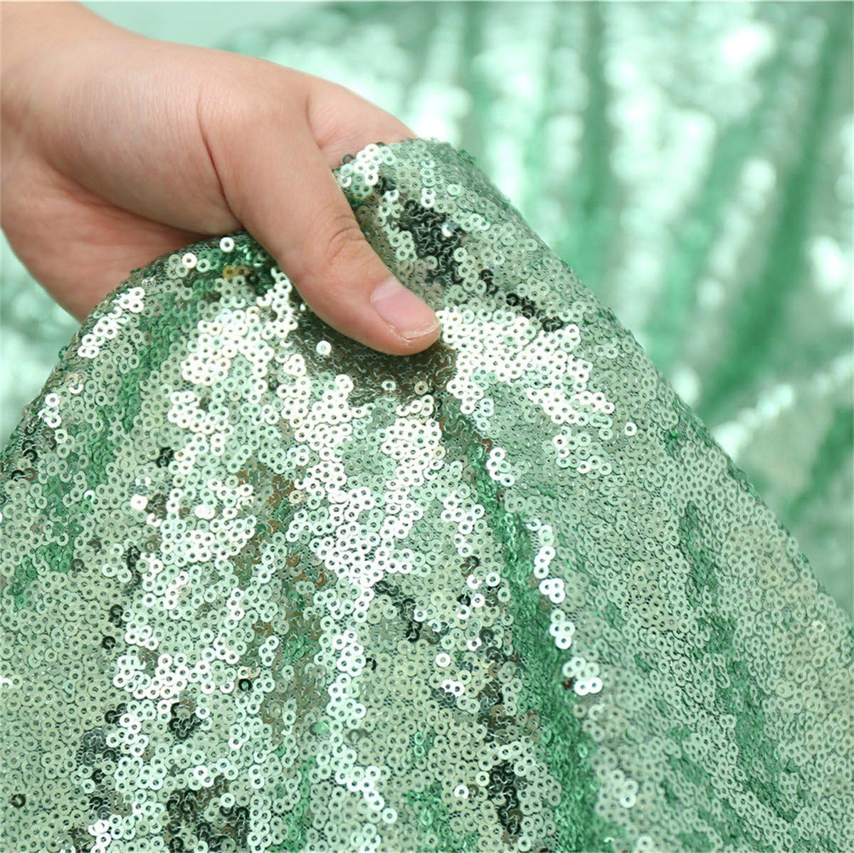 Eternal Beauty Mint Green Sequin Backdrop, 10x10 Ft Glitter Background Curtains for Shimmer
