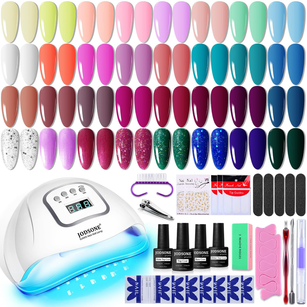JODSONE Gel Nail Polish Kit with U V Light 32 Colors Gel Polish Set Soak Off Nail Kit Nail Art
