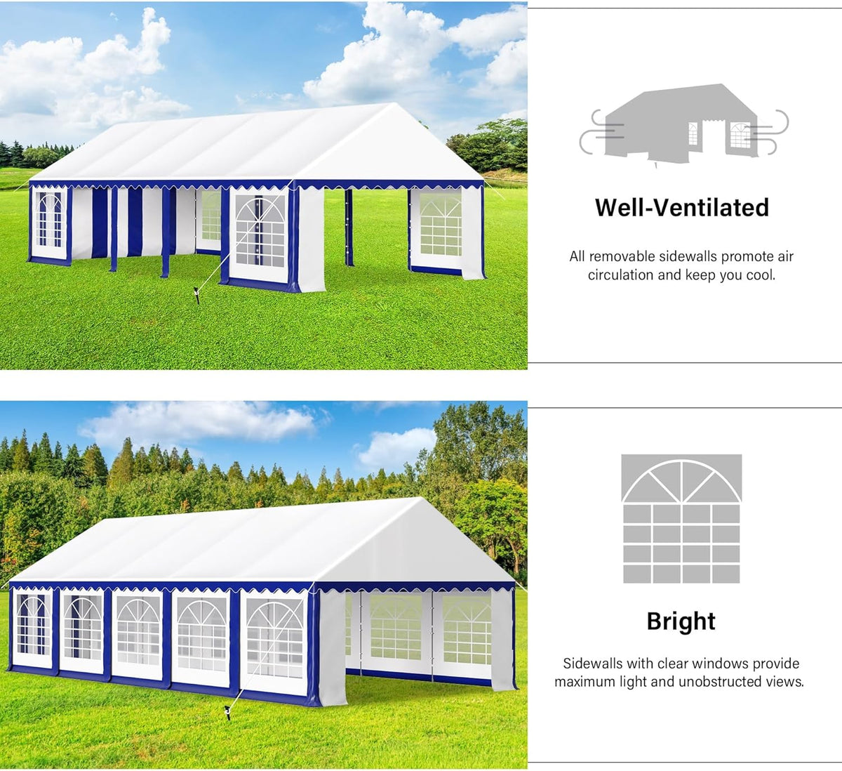 HERA'S PALACE 16'x 32' Outdoor Tents for Parties Large Canopy Tent with 12 Removable Sidewalls