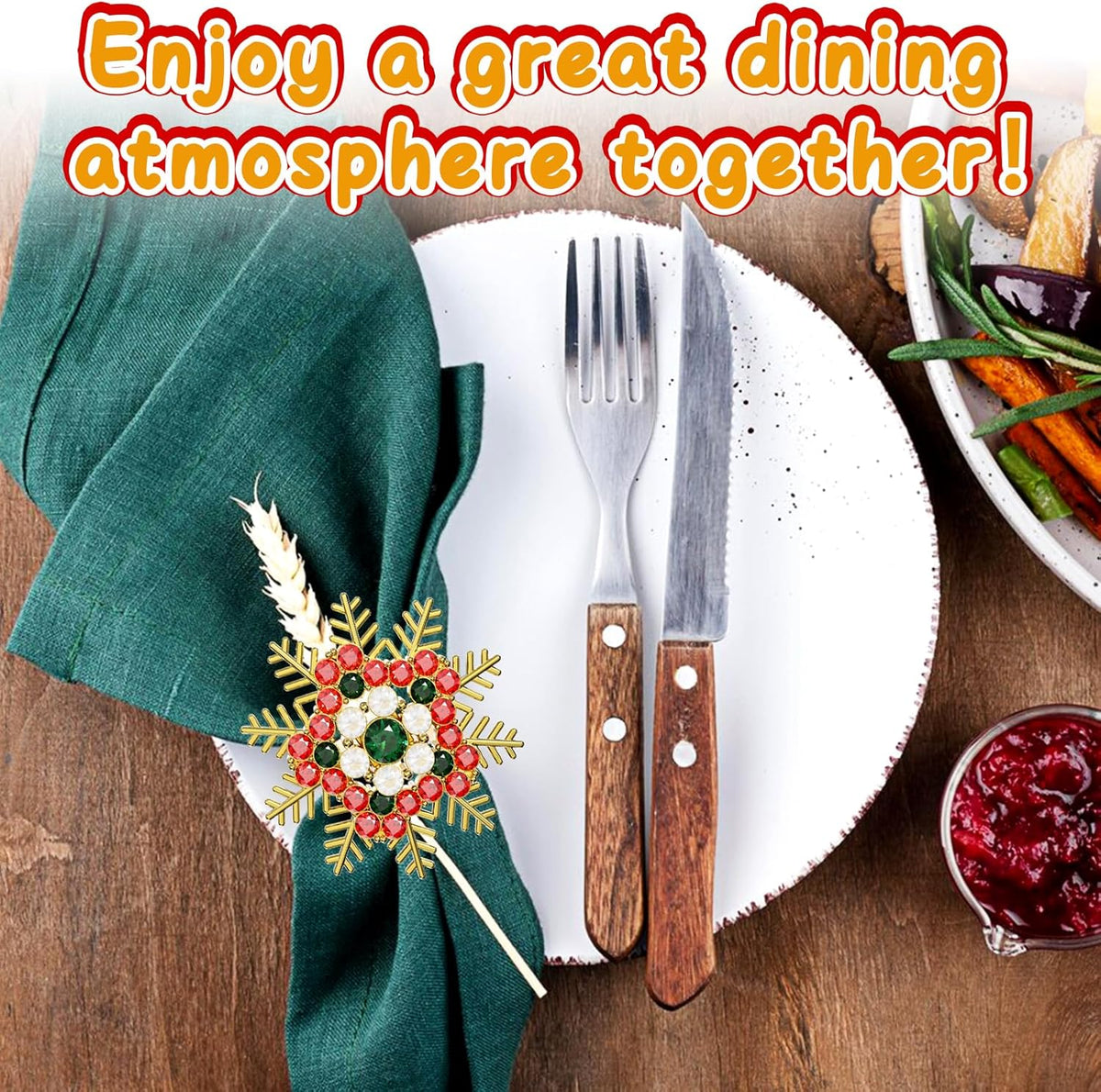 Halatool Set of 6 Christmas Napkin Rings Colorful Snowflake Napkin Holder for Christmas