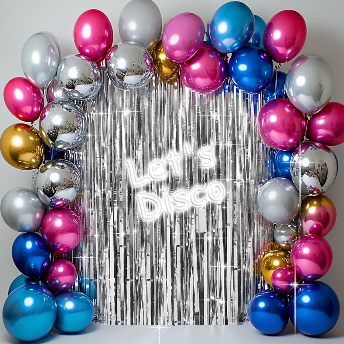 4 Packs Silver Foil Fringe Curtain, Silver Metallic Tinsel Backdrop for Birthday, Wedding, Baby