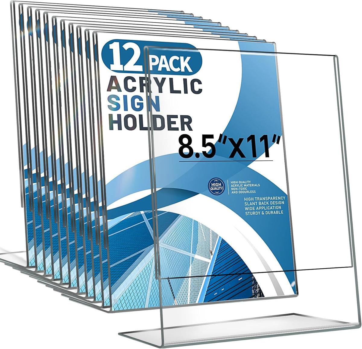 Aheroi 12 PCS Acrylic Sign Display Stands - 8.5 x 11, Clear Plastic Sign Holders for Paper
