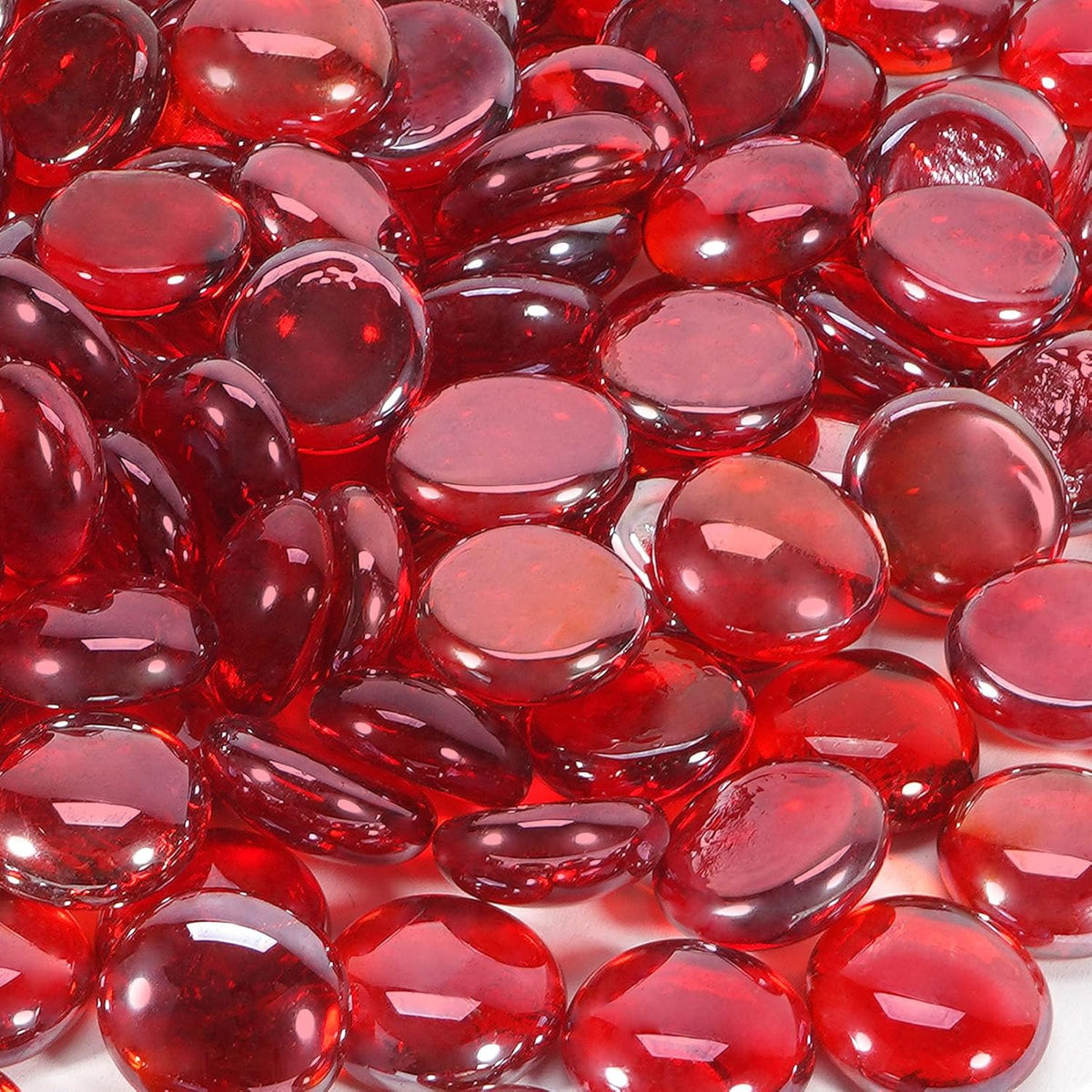 Fire Pit Glass Beads, Red Luster Reflective Tempered Glass Rocks for Natural, Propane or Gas