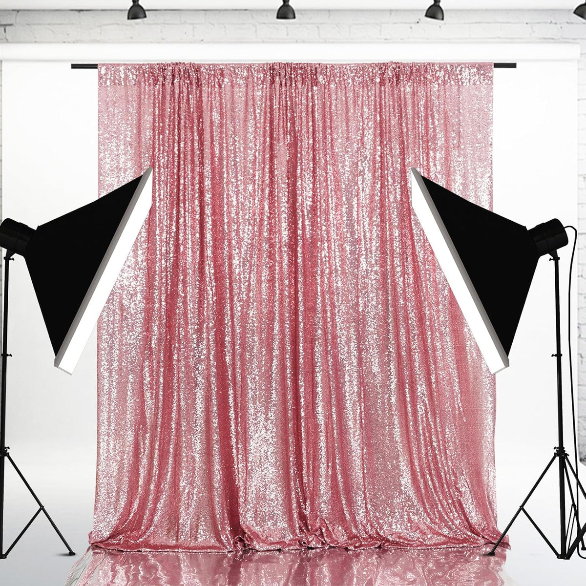 Eternal Beauty Fuchsia Pink Sequin Backdrop, 5x7 Ft Glitter Background Curtains for Shimmer