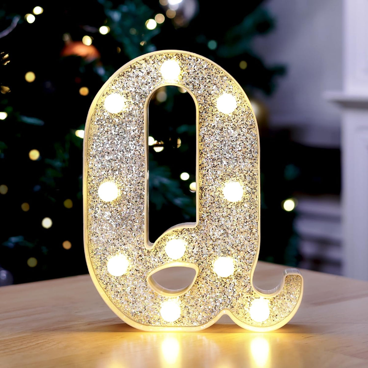 Marquee Light Up Letters, Glitter Silver LED Letter with Lights, Wedding, Birthday, Party, Cafe