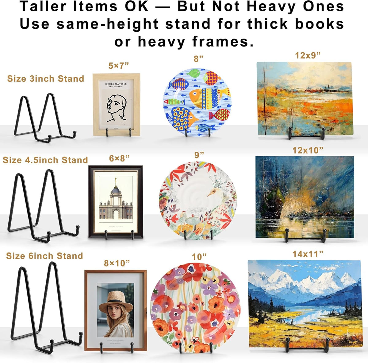 3 Pack 4.5inch YCLYC Picture Stands for Display, Black Metal Plate Stands for Display - Decorative