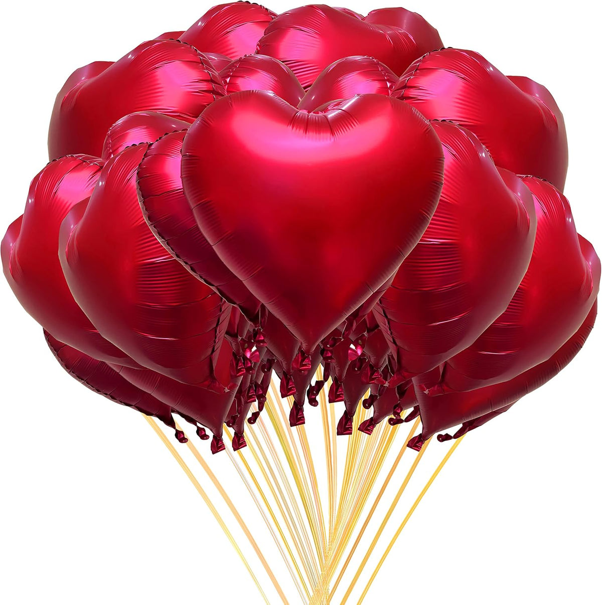 Jonhamwelbor 20Pcs 18 inch Metallic Red Foil Mylar Heart Shape Balloons Decorations Valentines