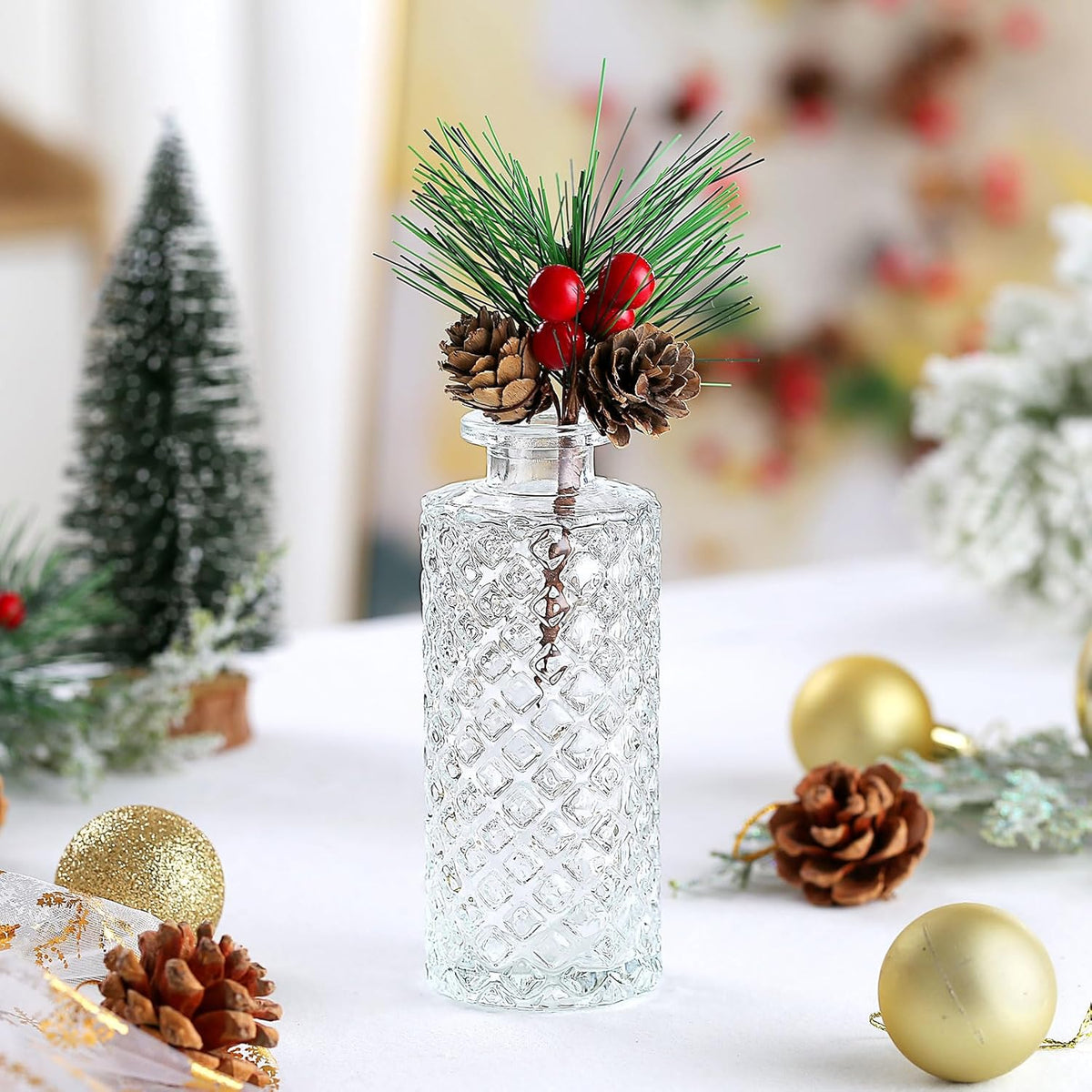 Glass Bud Vase 15 Pcs for Centerpieces Wedding,Home Decor,Bud Vases in Bulk for Flowers,Small Vases