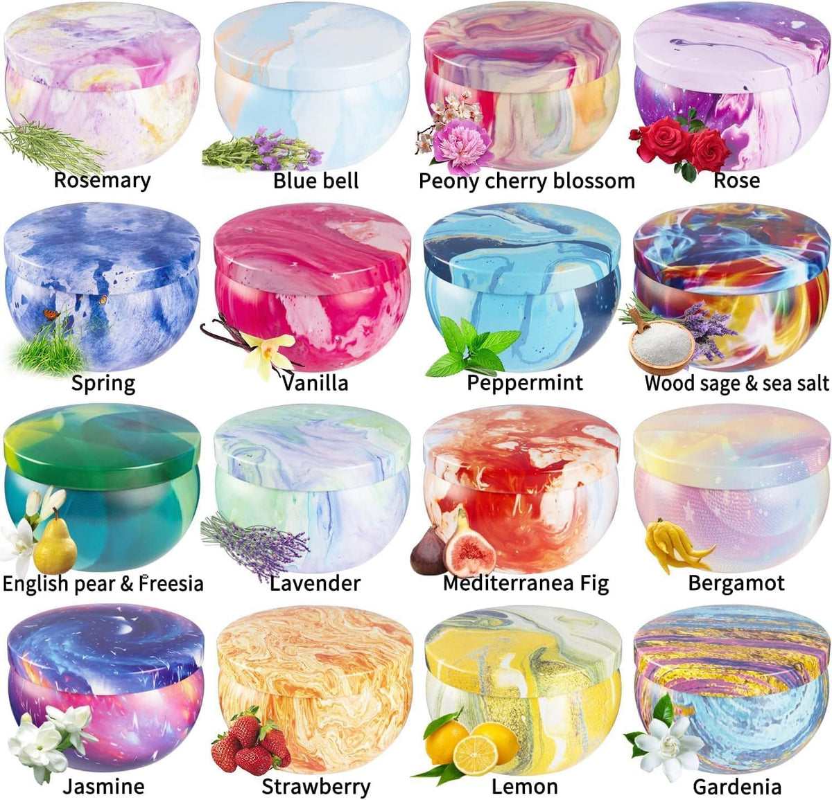16 Pack Scented Candles Gift Set - 2.5oz Strong Fragrance Natural Soy Wax Candles in Portable