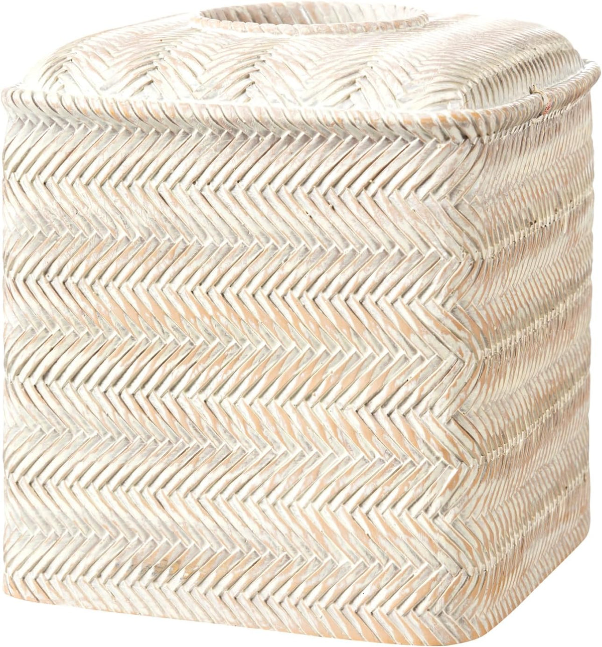 Tissue Box Cover Square Resin Tissue Holder for Home Decor,Hand Carved Wicker Tissue Box Holder,5.3