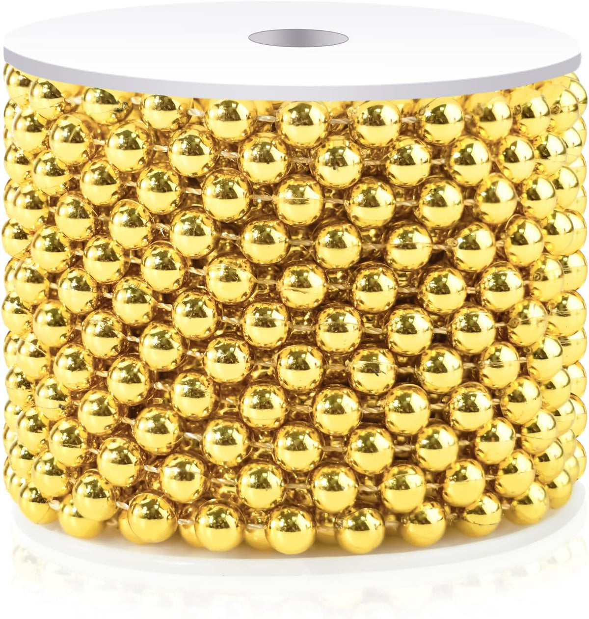 Craft String Pearls 8MM Pearl Bead, 33 Feet Gold Faux Pearl Garland Spool Roll Strand Wedding Party