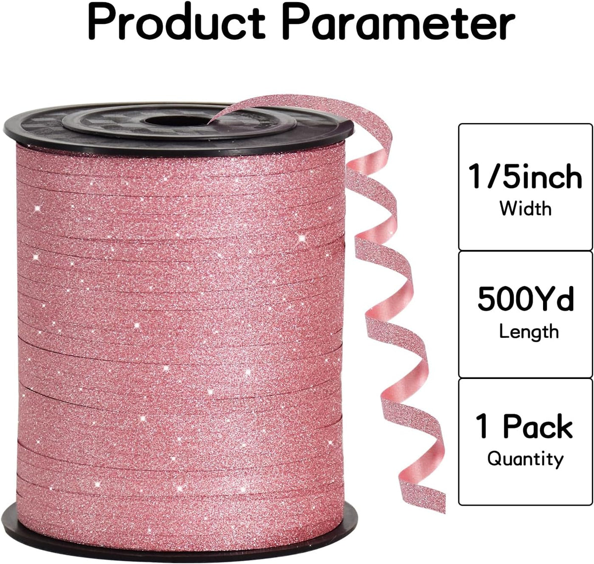 BEISHIDA 500 Yards Rose Gold Glitter Ribbon Curling Crimped, Glitter Ribbon Balloon String Shiny