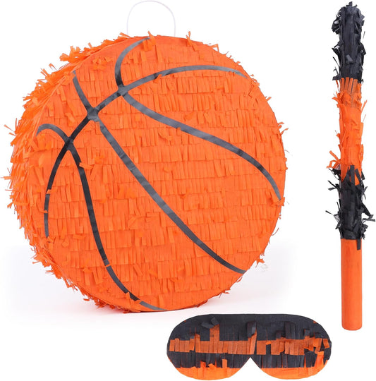 Basketball Pinata Bundle with a Blindfold and Bat(13 x 13 x 4 Inches),Soccer Ball Pinata for