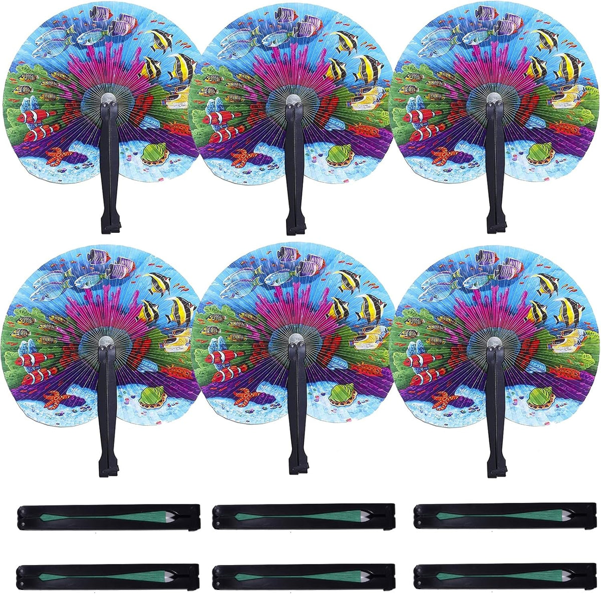 20 Pcs 10" Safari Print Animal Folding Paper Hand Fan Bulk for