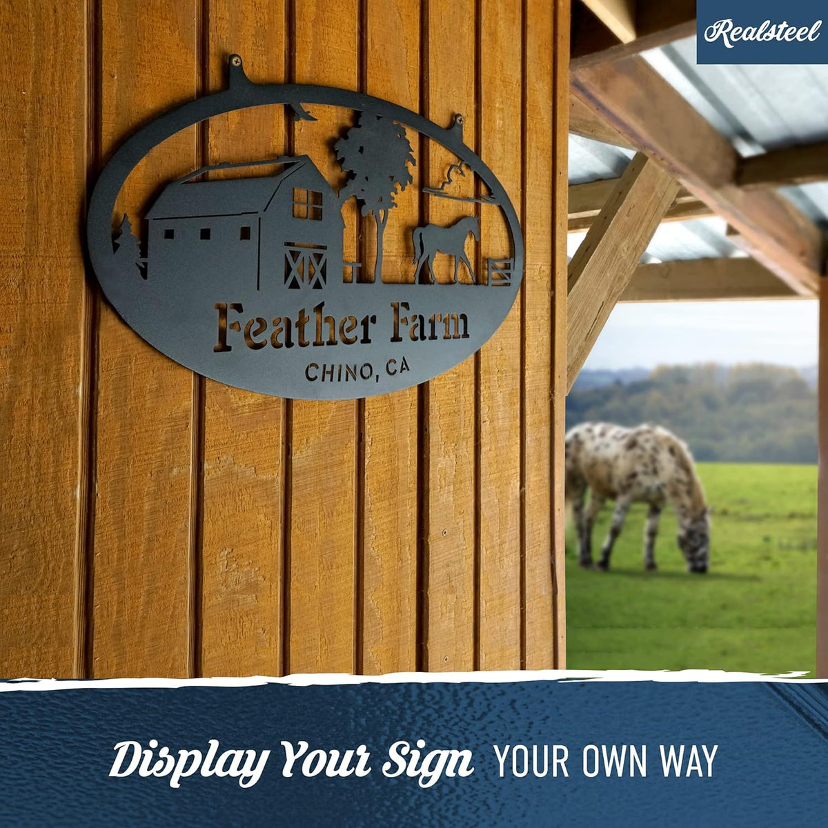RealSteel Personalized Farm Sign - Custom Design Metal Family Name Sign - Weather & Rust Resistant