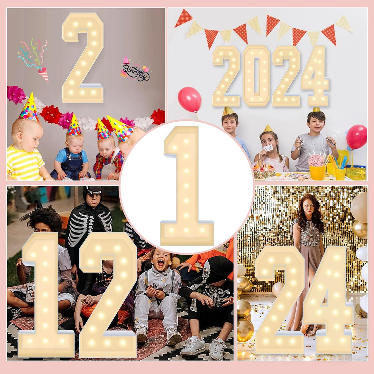 4FT Plastic Marquee Numbers 1 - Light up Numbers Are Made from Corrugated Plastic Board - Quick