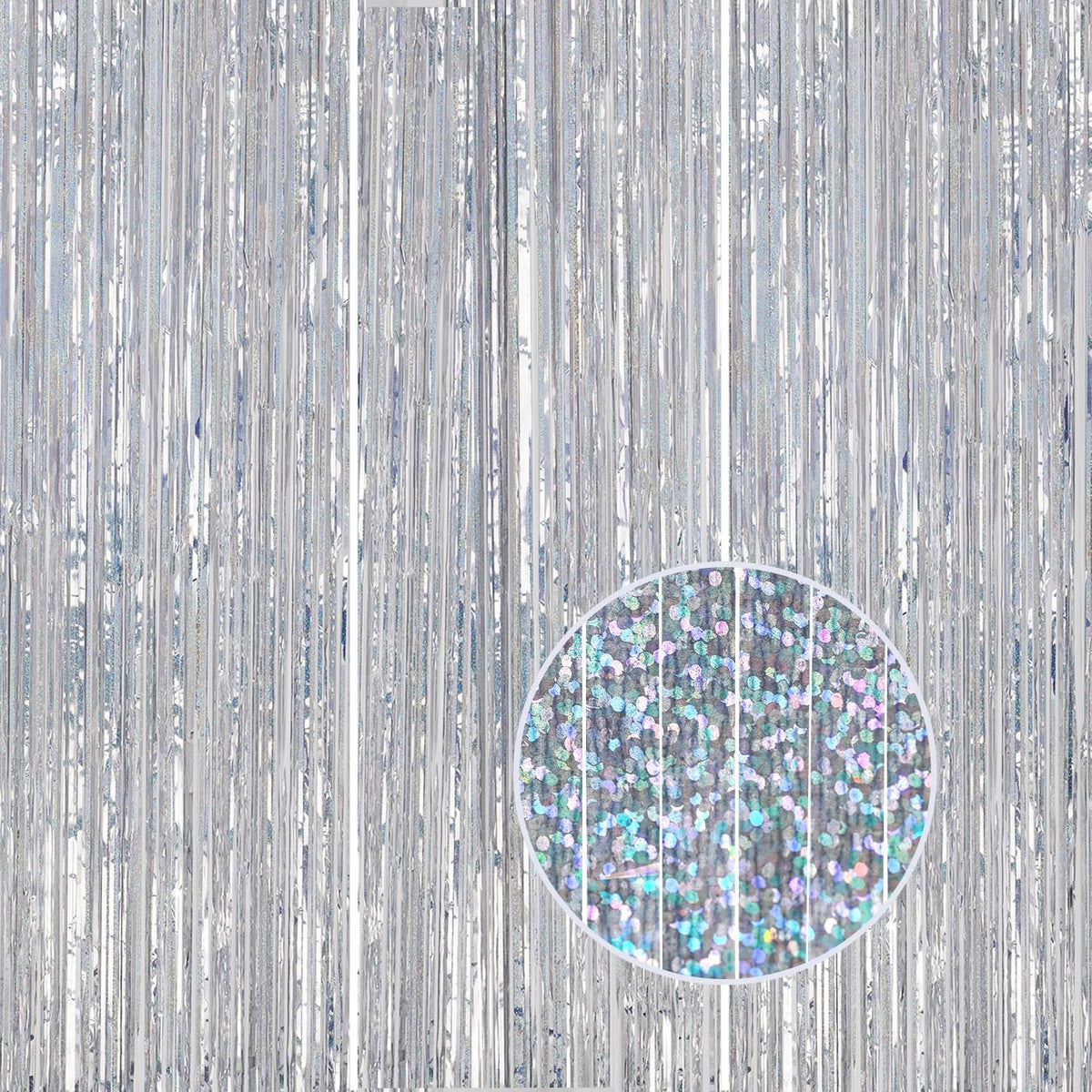 3 Pack Foil Fringe Backdrop - Laser Silver Shiny Tinsel Curtains for Party Decoration/Photo Booth