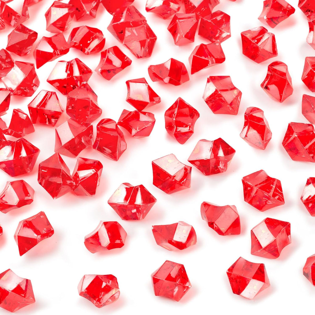 DomeStar Red Fake Ice Rocks, 150PCS Acrylic Gems Crystals Plastic Diamonds Centerpiece for Vase