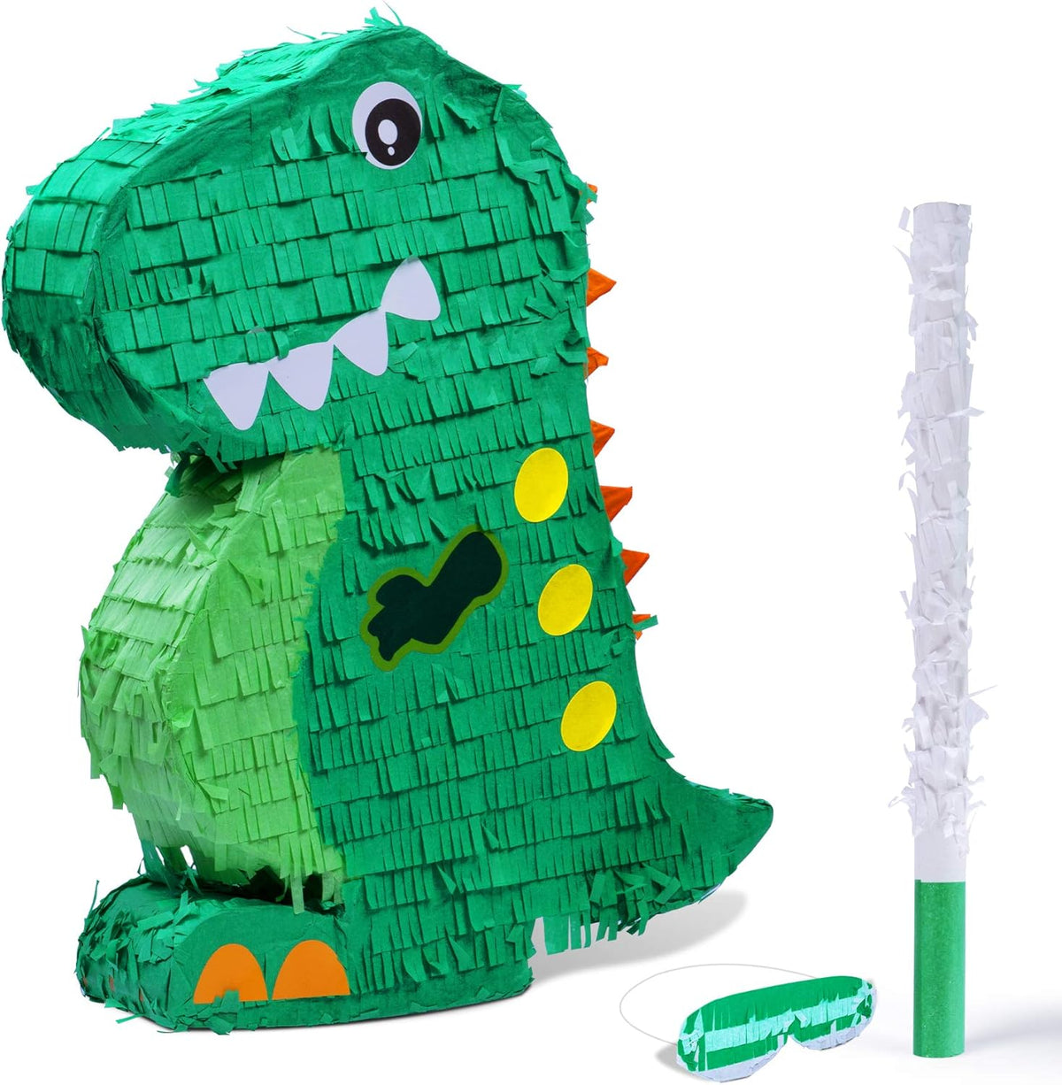 Dinosaur Pinata Bundle with a Blindfold and Bat (17x13x4 Inches), Perfect for Birthday Parties