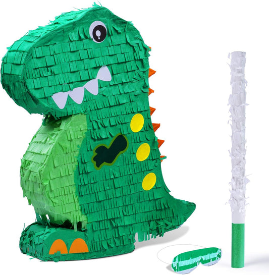 Dinosaur Pinata Bundle with a Blindfold and Bat (17x13x4 Inches), Perfect for Birthday Parties