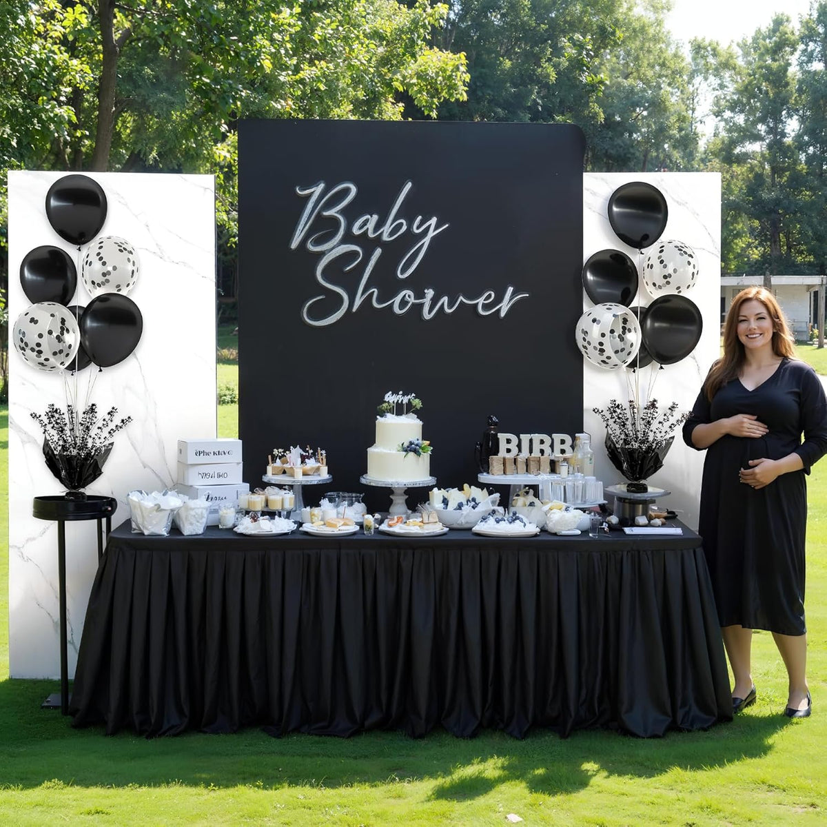 2 Set Black Balloon Table Centerpieces for Birthday Parties, Balloon Stand Kit with Black Balloons