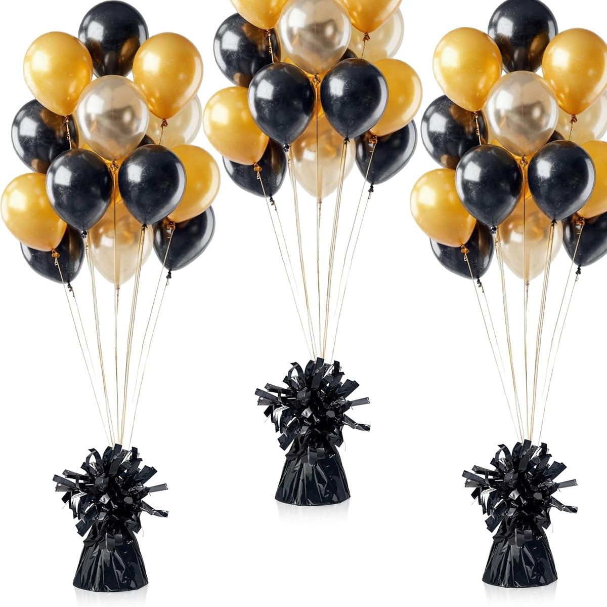 16 PCS Metallic Wrapped Balloon Weights Black Heavy Balloon Weight for Balloons Birthday Party