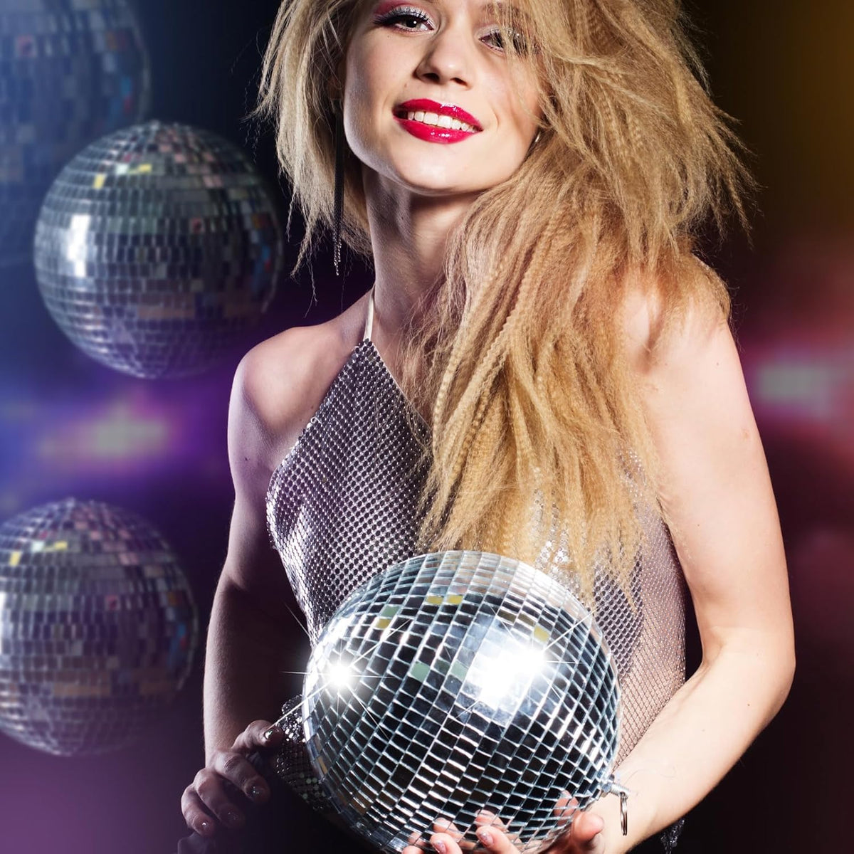 4 Pack Large Disco Ball Silver Hanging Disco Balls Reflective Mirror Ball Ornament for Party
