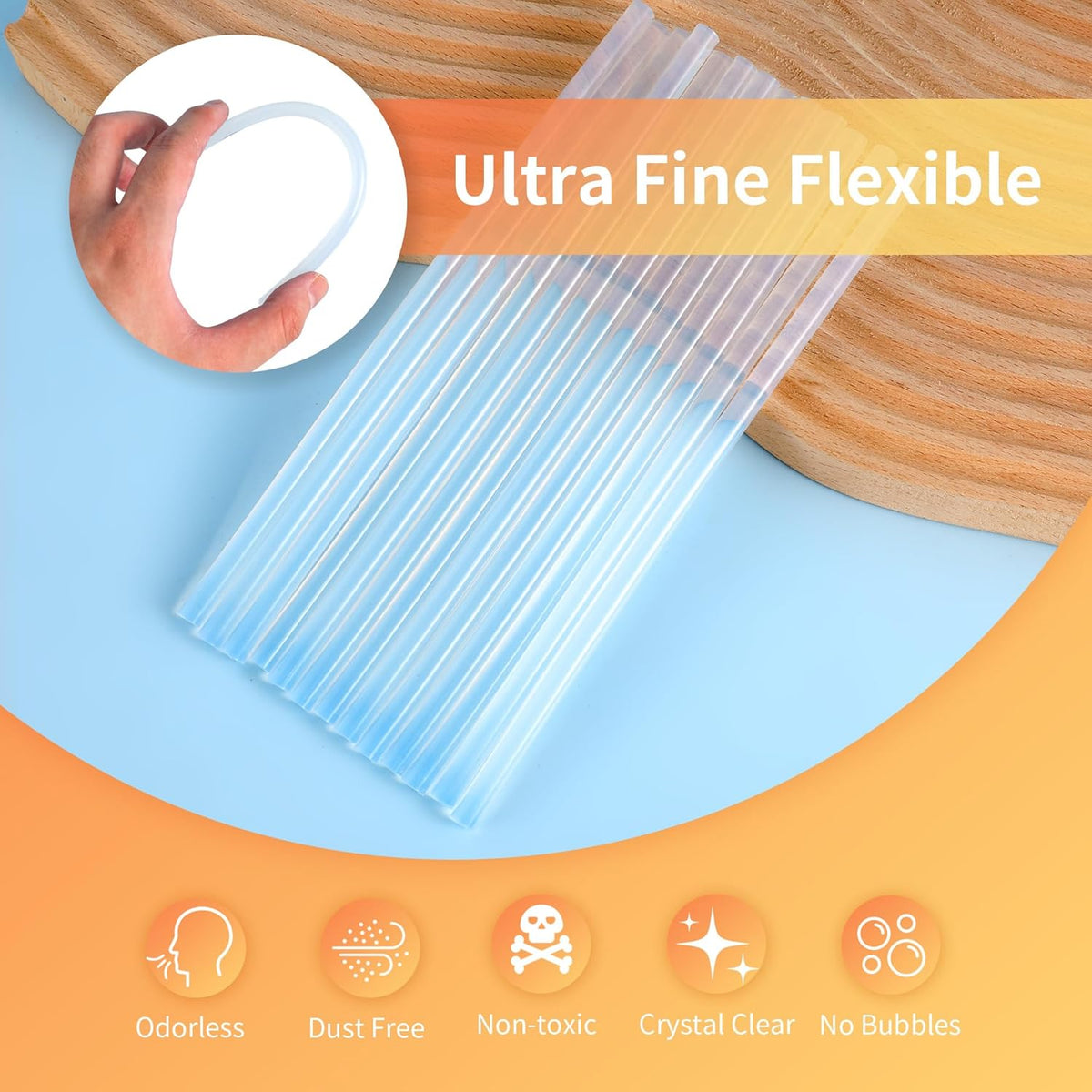 MATUFF Mini hot Glue Gun Sticks – 120 Pcs Clear hot Glue Sticks Dia 0.27” x 8” Long Mini Glue
