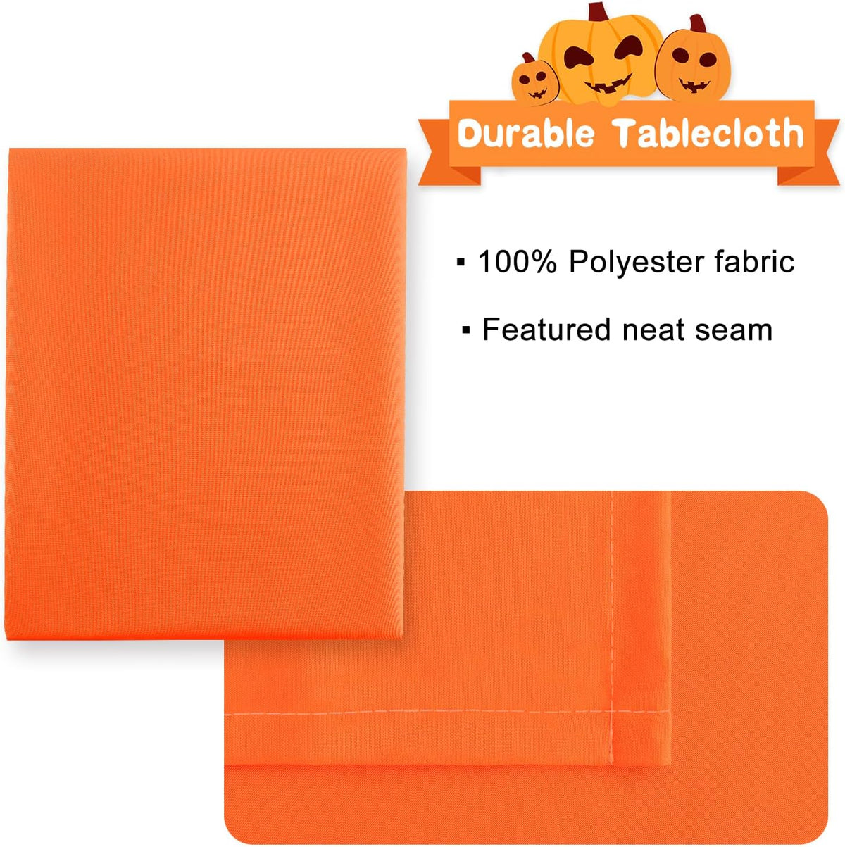 Hiasan Pumpkin Orange Rectangle Tablecloth - Waterproof Washable Polyester Fabric Table Cloth for