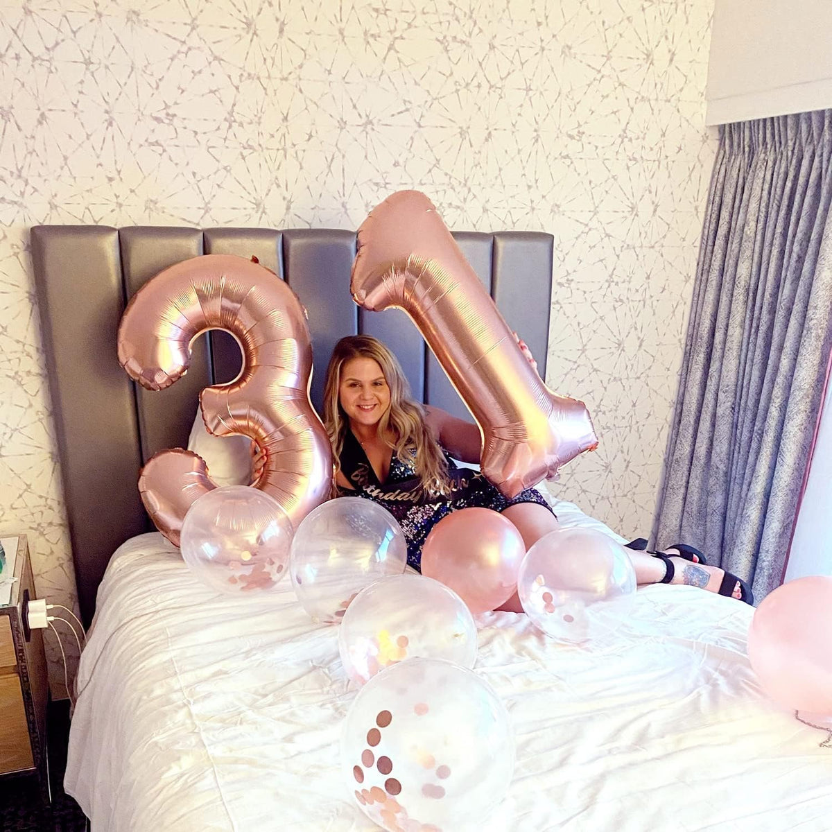 Rose Gold Number 3 Balloon for Girls, 40 Inch Large Number 0-9 Foil Mylar Helium Digital Balloons